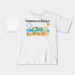 Happiness Is Being A Gram Summer Beach Happy Mother's Day T-Shirt Kids T-Shirt